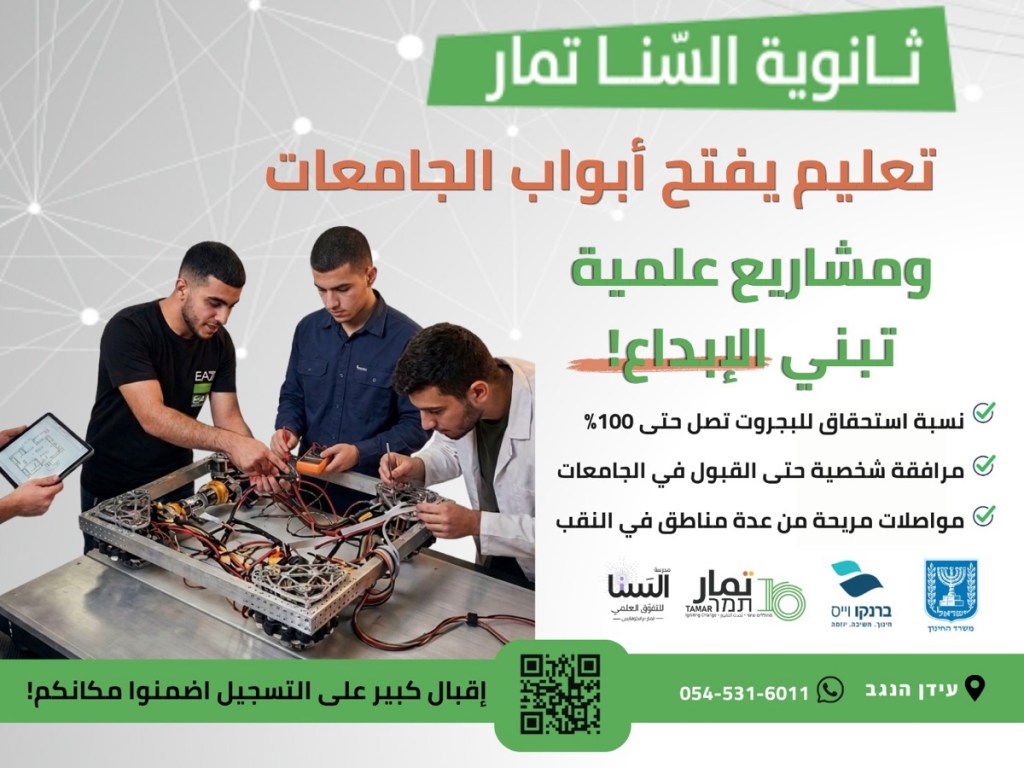 دعوة للتسجيل: مدرسة السنا الثانوية (مركز تمار) تفتح أبوابها لصناعة مستقبل أبنائكم