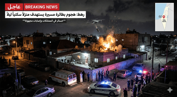 إلقاء قنبلة يدوية بطائرة مسيّرة على منزل في رهط يثير هلع عائلة